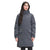 Women's expedition parka in gray, high collar with front pockets and The North Face logo