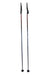 Pair of Salomon ski poles with black grips, red flecked shafts, and round baskets