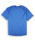 The North Face Men's Flashdry Short Sleeve Shirt in blue, featuring a crew neck, moisture-wicking Flashdry tech, and small white North Face logos on the left chest and sleeve, shown laid flat on a white background.