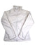 The Womens Omni-Shield Soft Shell Jacket by Columbia is a plain white, long-sleeve jacket with a high collar, minimal branding, and features Omni-Shield technology for water and stain resistance. It is shown laid flat on a white background.