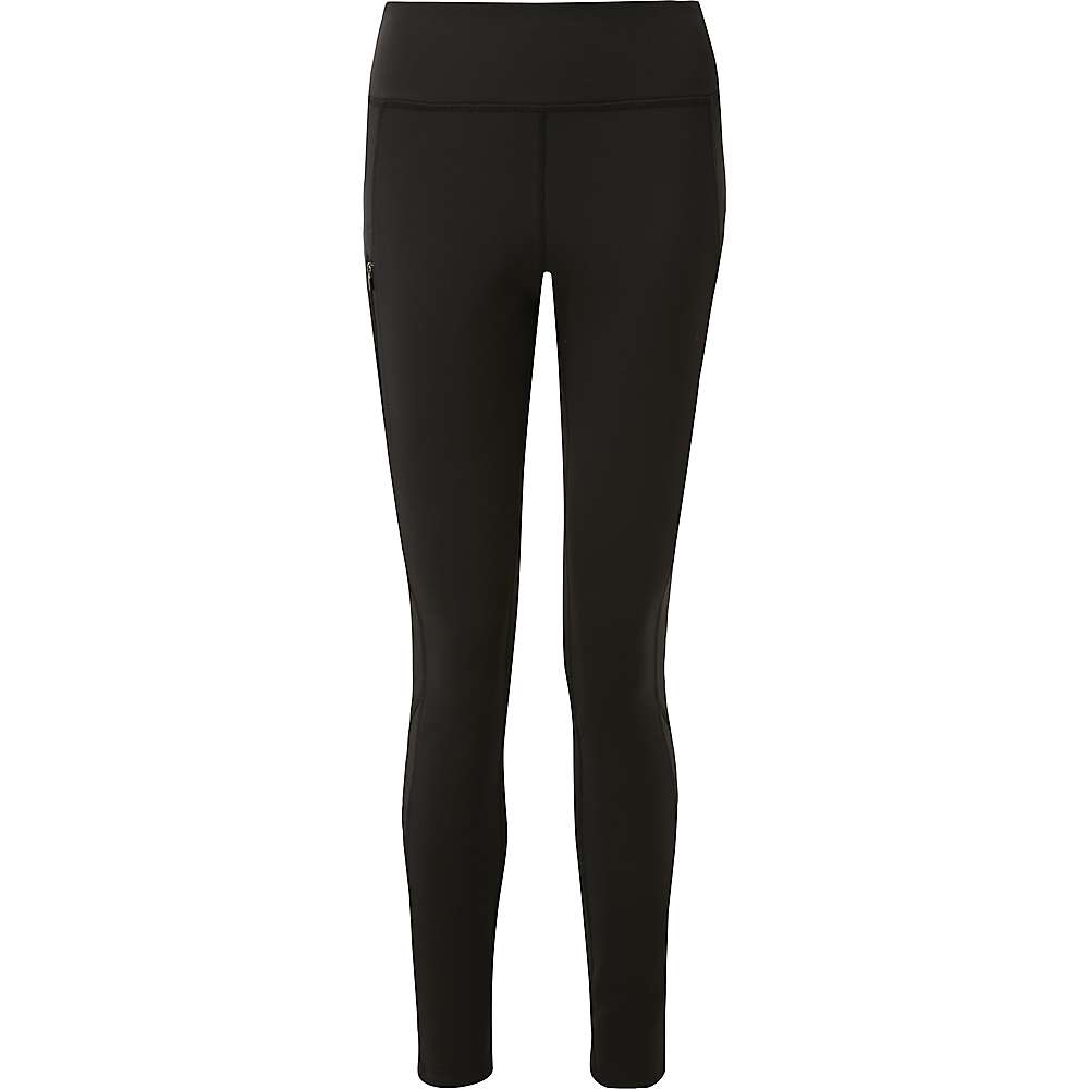 Sherpa Women's Dolma Softshell Tights in black, size XXL—high-waisted, full-length, slim fit with four-way stretch for comfort. Ideal for women's activewear. No visible patterns or logos; shown on a plain white background.