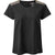The Sherpa Women's Kiran Embroidery Top in black is a relaxed fit, short-sleeve shirt with a round neckline, colorful Nepalese shoulder embroidery, and a small metallic logo at the hem—an eco-friendly addition to your wardrobe.