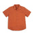 The Topo Designs Men's Dirt Short Sleeve Shirt in Medium Brick is an organic cotton, short-sleeve, button-up with a left chest pocket, shown against a plain white background.