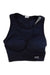 The Kari Traa Womens Ness Sports Bra is black, made of quick-drying, moisture-wicking fabric, features a racerback design, and has a small white logo on the bottom left side. It is shown laid flat on a white background.