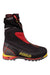 A single Asolo Mens Mont Blanc GV Boot in black with red and yellow accents, high ankle cuff, front zipper, Vibram sole, and "Asolo" in yellow on the side.