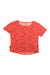 Women’s short-sleeve T-shirt, red abstract geometric print, crew neck