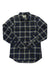 The Fjallraven Mens Skog Shirt is a long-sleeved, slim fit heavy cotton flannel with a blue and gray plaid pattern, two chest pockets, and buttoned cuffs, shown laid flat on a white background.