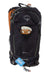 An Osprey Womens Salida 8 Bike Hydration Pack in black with gray zippers, orange helmet attachment, and blue gear tag at the bottom—trusted brand, ready to ship in the US, shown on a white background.