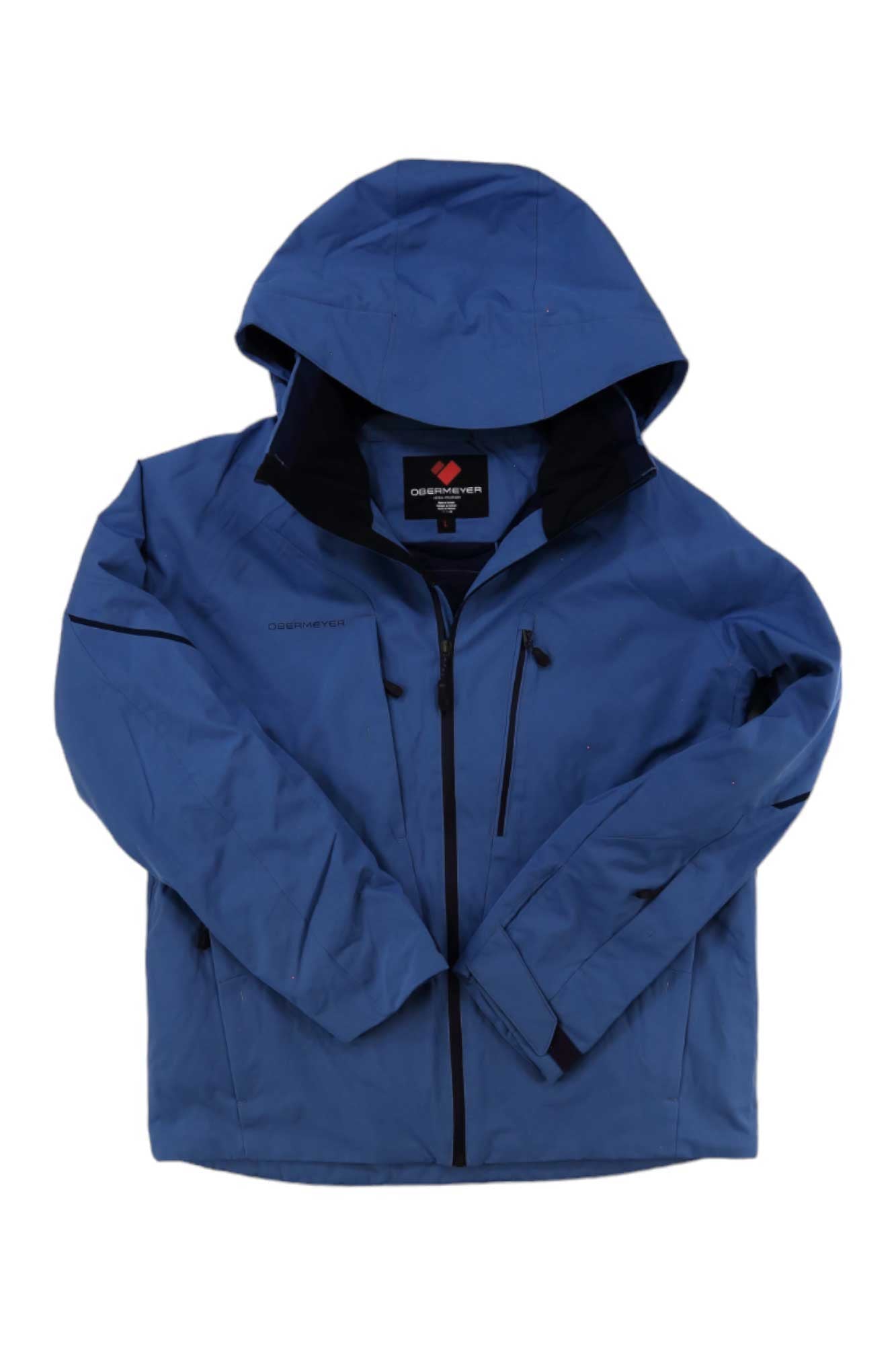 Men's Raze jacket in blue, padded storm hood and front zipper