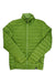 Men's green 650 down jacket with full-zip front and stand collar