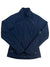 A navy blue Womens Apex Bionic Soft-Shell Jacket by The North Face with long sleeves and zippered pockets, shown laid flat on a white background.