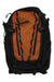 The Sherpani Women's Quest AT Pack is a black and orange travel backpack with a front zipper pocket, side buckles, adjustable straps, visible Sherpani branding, and RFID-protected compartments for security.