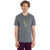 Men's merino T-shirt in heather gray, crew neck, short sleeves, front character graphic