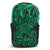 Jester Daypack backpack with neon green and black digital print, front zipper and straps
