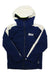 Kids' hooded jacket in navy, full zip with white side stripes and HH logo