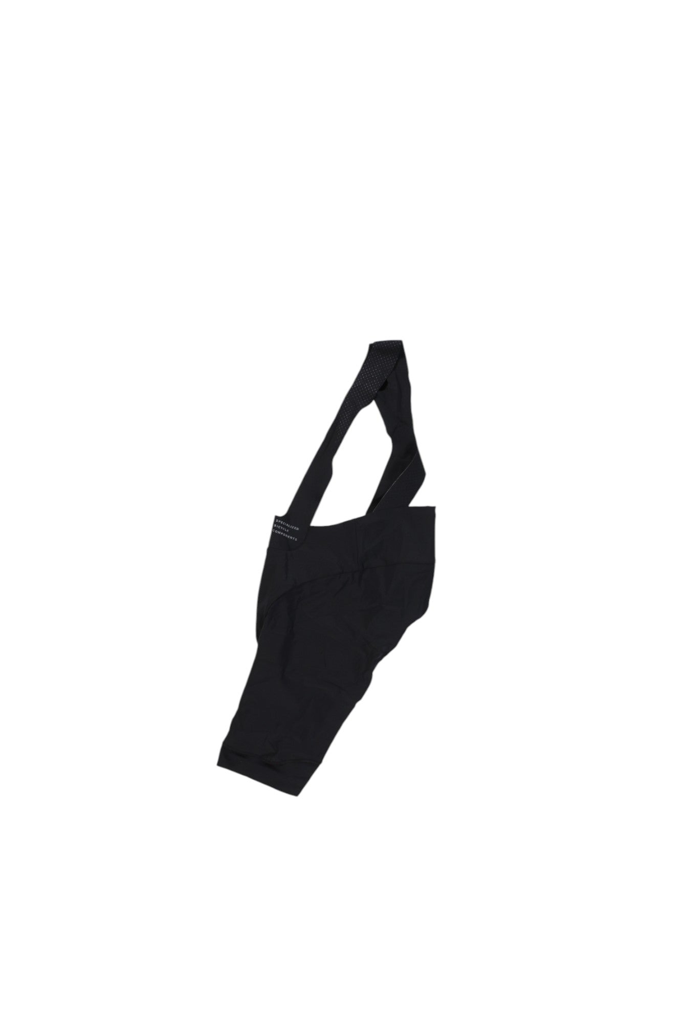 Womens cycling bib short in dark fabric with shoulder straps and bib panel