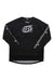 Men's black long-sleeve cycling jersey with white emblem center and diagonal sleeve stripe