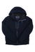 The Helly Hansen Mens Alpha Lifaloft Jacket in navy blue features a front zipper, visible inner label, and HH logo on the left chest. The men’s insulated jacket is laid flat on a white background.
