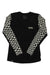 Women’s enduro long-sleeve top with chest logo, black and checkered sleeves