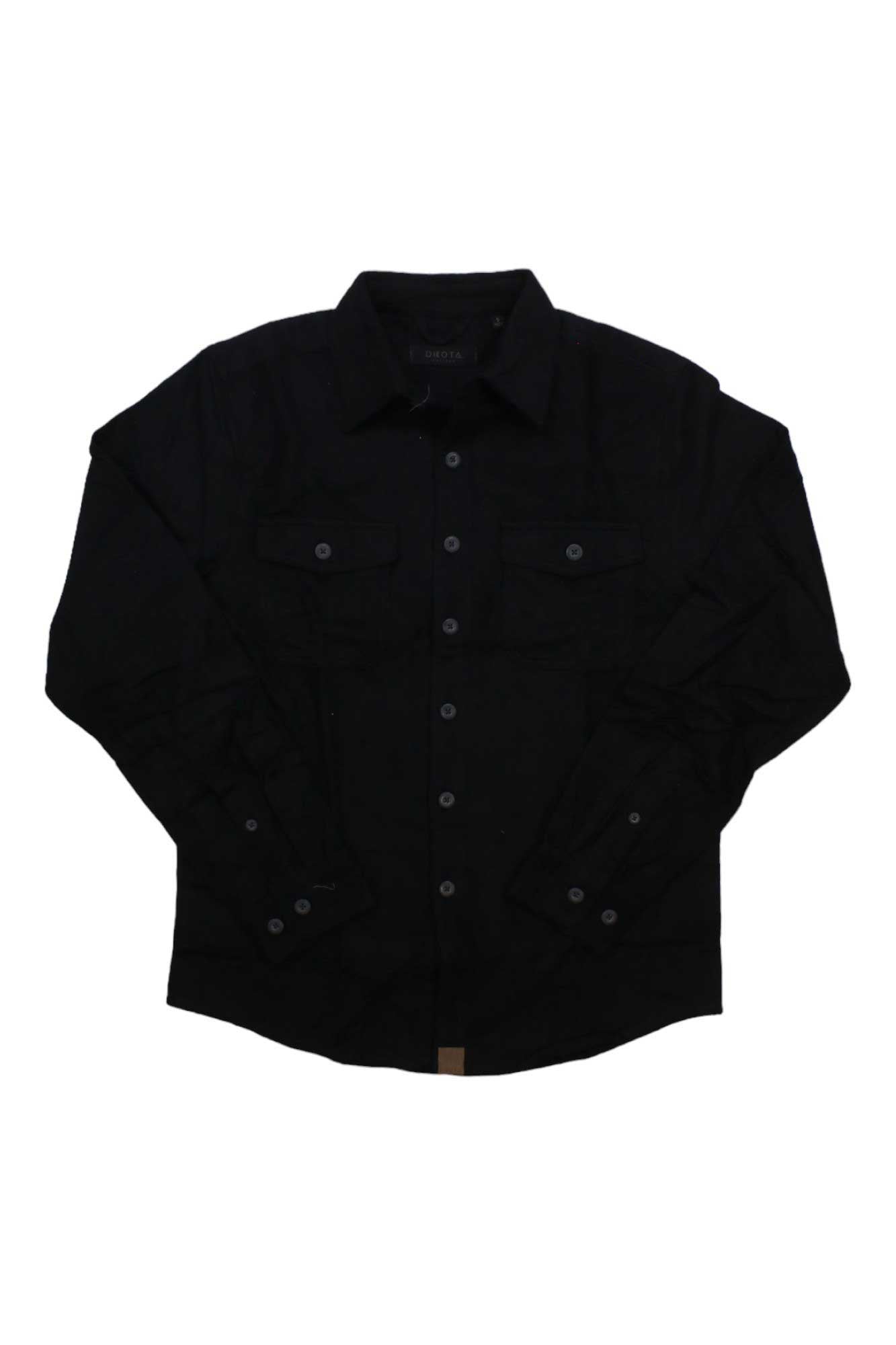 A Dakota Grizzly Mens Major Shirt with long sleeves, button-up front, and two chest pockets is laid flat on a white background.