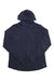The Tasc Womens Recess Lightweight Hoodie, a dark navy, long-sleeve travel hoodie made from lightweight organic cotton, is laid flat on a white background with the hood up and sleeves extended.