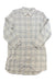 Light plaid flannel shirt dress with pointed collar, button front, long sleeves