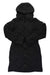 The Burton Womens Chescott Down Jacket is a long, black, slim fit quilted winter coat with a hood, full front zipper, long sleeves, diamond-pattern stitching, and an angled logo patch on the upper left arm.