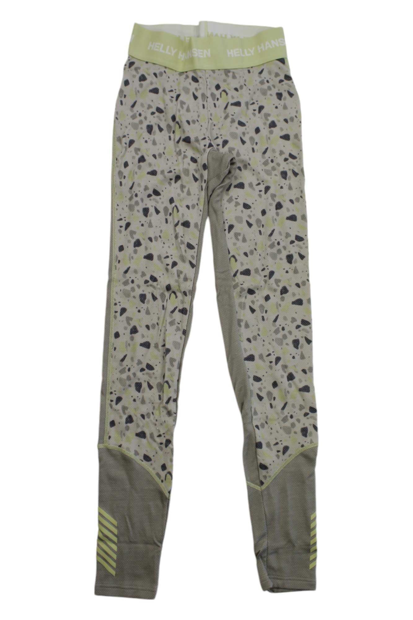The Helly Hansen Womens Lifa Merino Midweight Graphic Pant features a light green speckled design, solid lower leg panels, and branded elastic waistband. Moisture-wicking fabric keeps you comfortable all day.