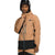 Men's Mount Bre jacket with tan hood, black lower panels, and front zip