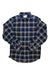 The Fjallraven Mens Ovik Heavy Flannel Shirt, made from organic cotton with long sleeves, blue/black/yellow plaid, two chest pockets and a collar, is shown laid flat on a white background.