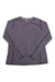 Women’s dusty purple long-sleeve crewneck shirt with curved hem and contrast seams