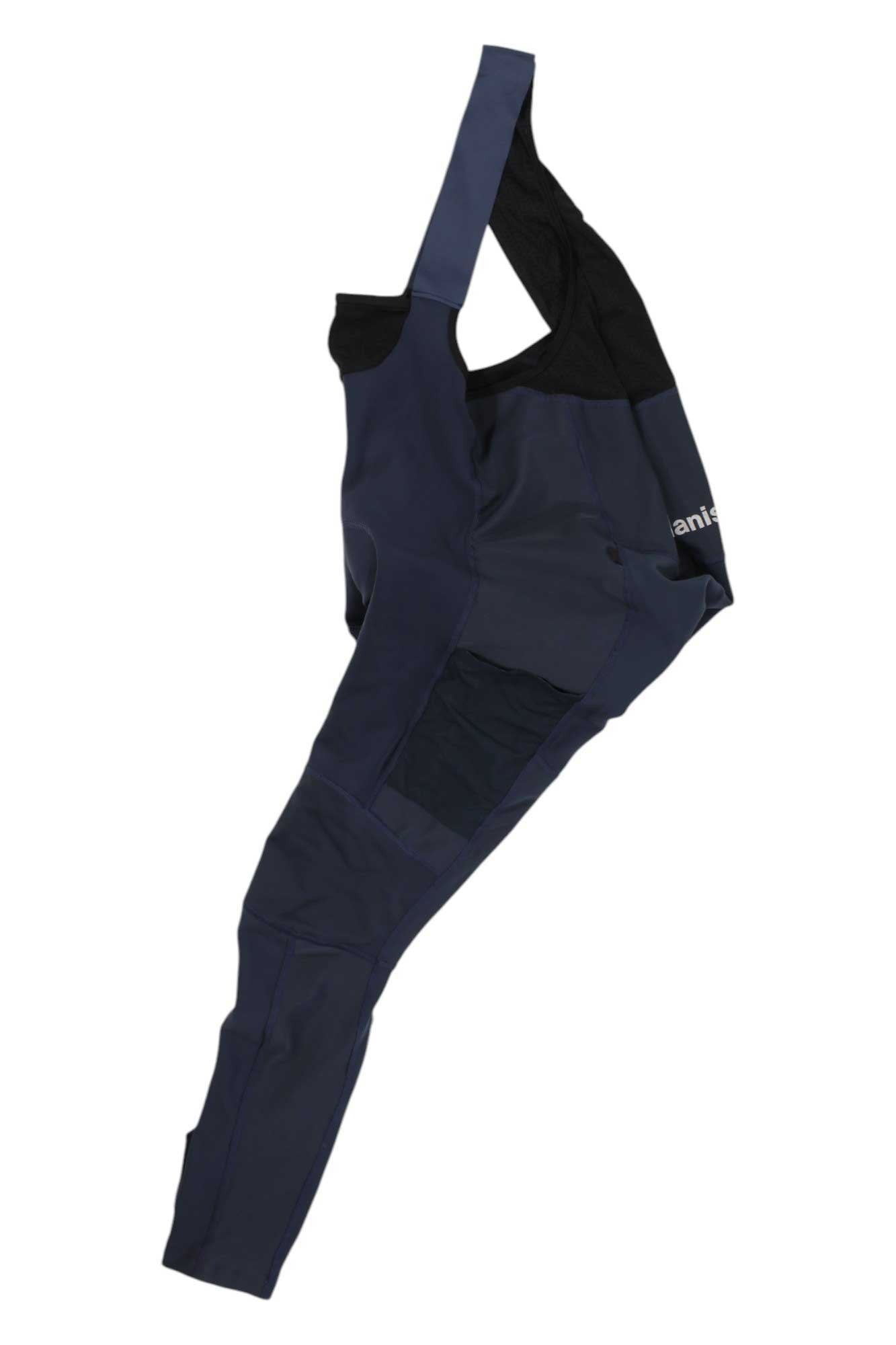 Navy cycling bib overalls with long legs and adjustable shoulder straps