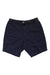 Gramicci Mens NN-Short in navy blue features an adjustable waistband, built-in black belt, and a casual fit, shown laid flat on a white background.