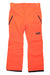 The Helly Hansen Juniors Legendary Pant is bright orange with two zippered side pockets, belt loops, and an HH logo on the left thigh. These waterproof ski pants are displayed flat on a white background.