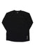 The Salomon Mens Cross Run LS Tee is a black, long sleeve crew neck shirt with "MOMENTS" printed in white near the bottom hem on one side, shown laid flat on a white background.