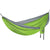 DoubleNest hammock with lime green fabric and gray edge trim; hanging straps at ends