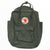 Olive Kanken backpack with front pocket, zip, and two-tone webbing straps