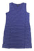 The Toad & Co Womens Grom Tank Dress is a sleeveless, knee-length travel dress with a V-neckline, thin white horizontal stripes on blue, a small chest pocket, and a relaxed fit, made from organic cotton for casual comfort.