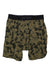 The Carhartt Mens 8 Inch Basic Cotton-Poly Boxer Brief 2 Pack features green and black camo, a black logo waistband, and Rugged Flex technology for comfort and stretch.