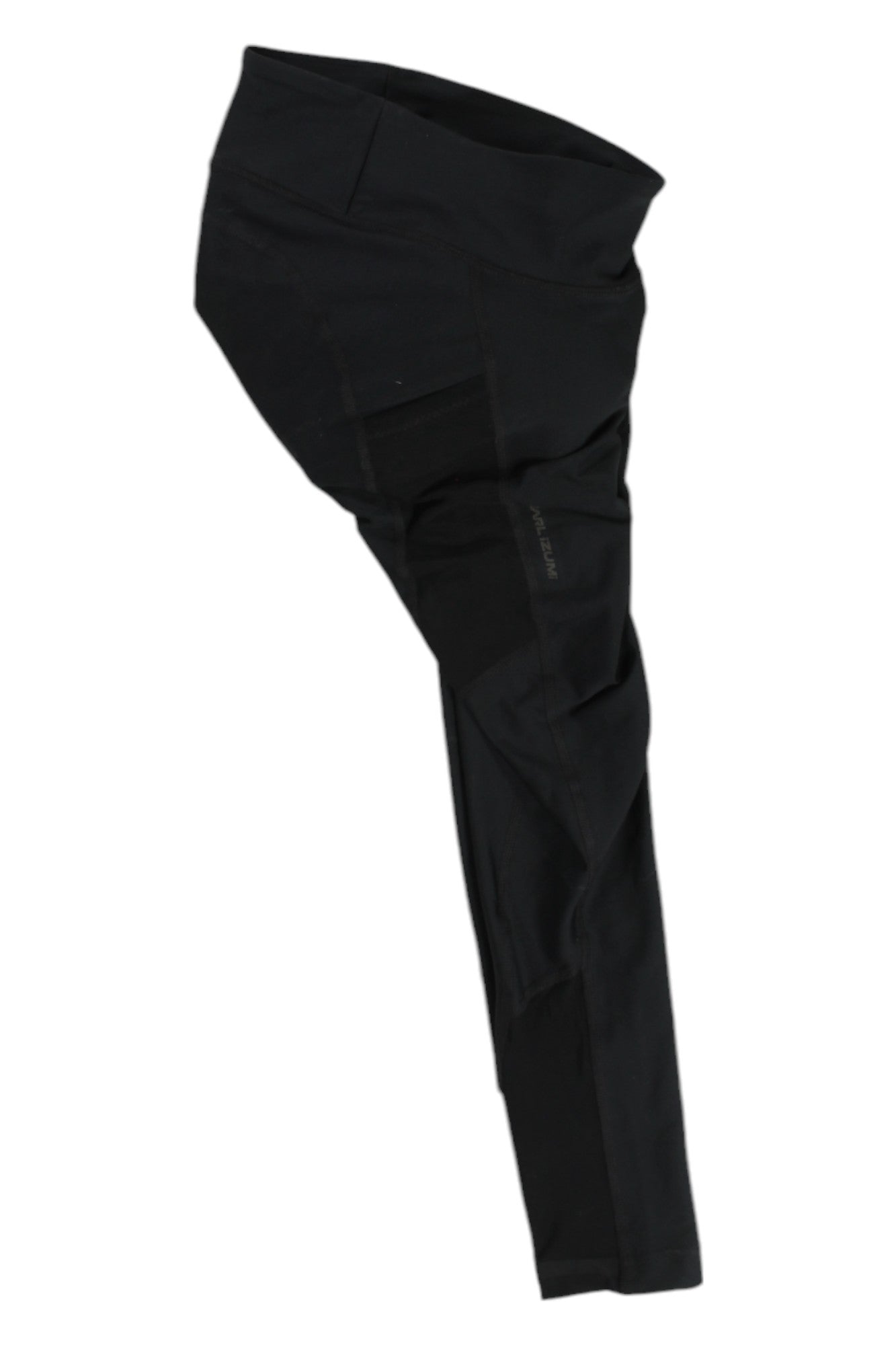 Women's crop leggings, black, side view with seam detailing and high-rise waistband