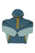 The Marmot Mens Super Aros Fleece Hoodie features a half-zip front, high-pile fleece with recycled polyester. It has a teal hood, top, and lower body, light blue sleeves, mustard yellow zipper and trim, and a small chest logo.