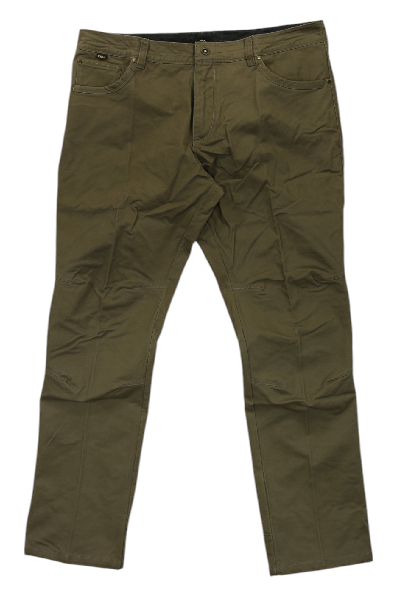 Kuhl Mens Free Ryder Pants feature two pockets and reinforced knees, making them durable and versatile for everyday wear.