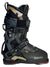 The Dahu Men's Ecorce 01 X Limited Edition M135 Flex Ski Boot in black features multiple adjustable buckles, a Velcro strap, and a camouflage-patterned Primaloft-insulated liner—ideal for all-mountain skiing, shown side profile on white.