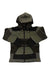 The Lost Horizons Mens Patchwork Fleece Lined Sweater is a handmade wool hoodie from Nepal featuring a zip-up front, long sleeves, and two pockets in green, gray, and brown shades.