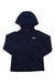 The L.L.Bean Kids Hooded Sweater Fleece is a dark blue, long-sleeve polyester fleece with zippered handwarmer pockets and a small logo patch on the left chest, shown flat on a white background.