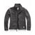 The North Face Women's Sibley Fleece Full Zip Jacket in dark gray, featuring a high collar, two side pockets, and a small logo tag near the hem, is shown laid flat on a white background.