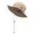 The North Face Horizon Breeze Brimmer Hat is light brown with a wide brim, UPF 40+ sun protection, adjustable chin strap, and front logo. The hat is angled to highlight its structure and detailed stitching.