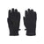 A pair of black Marmot Rocklin Fleece Gloves are shown, featuring touchscreen-compatible fingertips, a suede-like palm patch on one glove, and a small clip to keep them together.