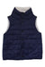 The Silverton Reversible Down Vest is a navy blue, sleeveless puffer with Nordic down insulation, a high collar, front snap buttons, and a zippered pocket. It’s sustainable and features a white lining, shown against a white background.