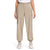A person stands facing forward wearing The North Face Women's Karakash Cargo Pant in beige, featuring a relaxed fit, elastic ankle cuffs, and side pockets. They're paired with a white shirt and beige sneakers. Only the lower body is visible.